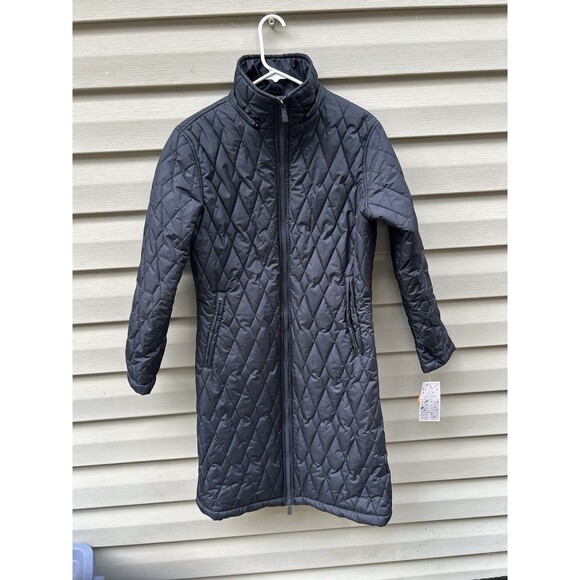 New Sporto Women's Quilted Long Puffer Coat Size S Black Water Resistant NWT - Picture 2 of 10